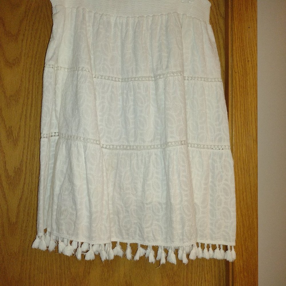Fringed White Skirt